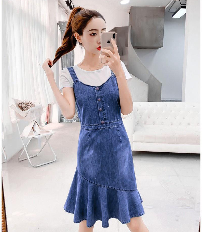 ĐẦM YẾM JEAN 2 DÂY ĐUÔI CÁ XÉO 